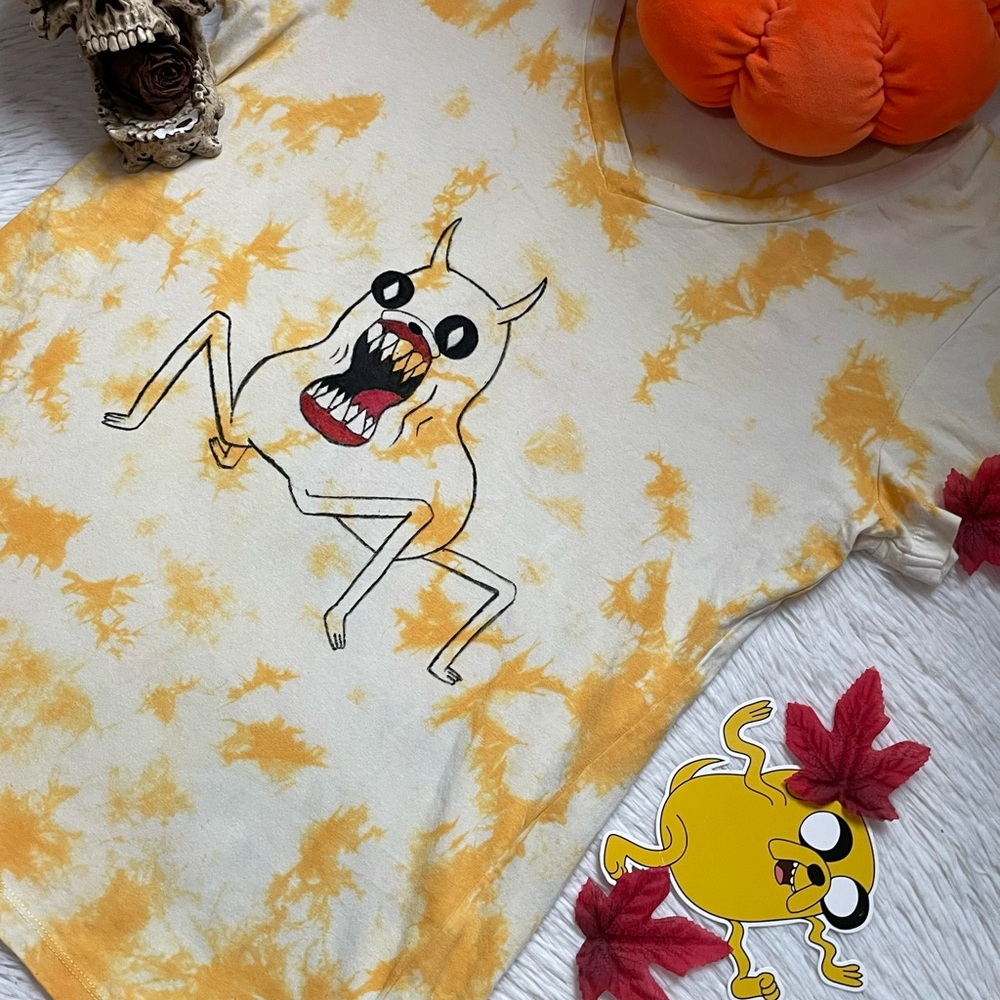Adventure time scary Jake the Dog hand painted tie dye v neck tee - Picture 9 of 17
